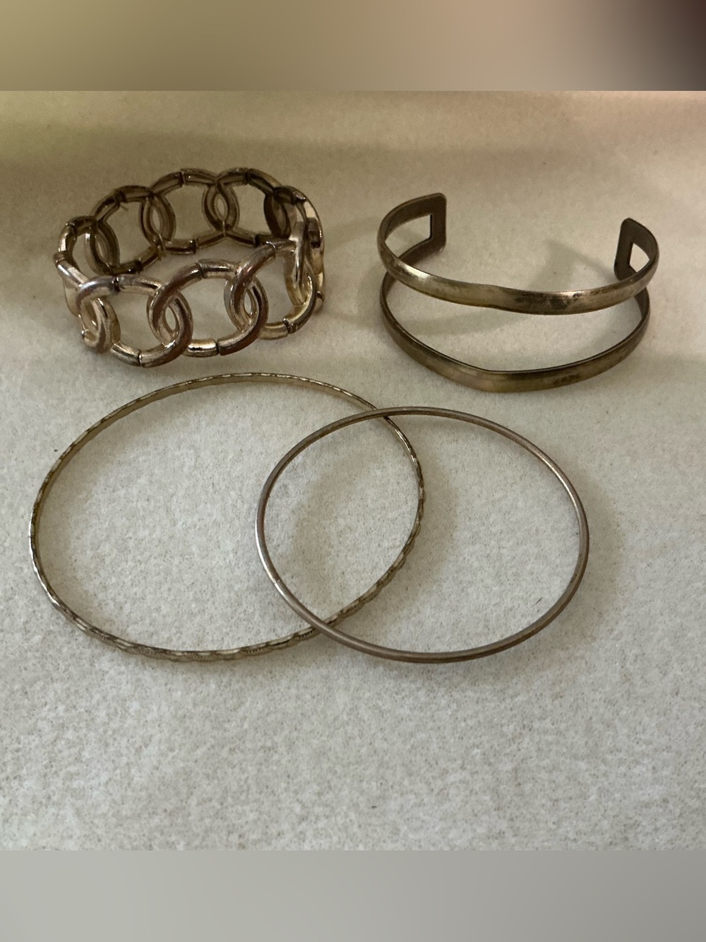 Classic Mixed Metal Bangle Bracelet Set - Gold Tone